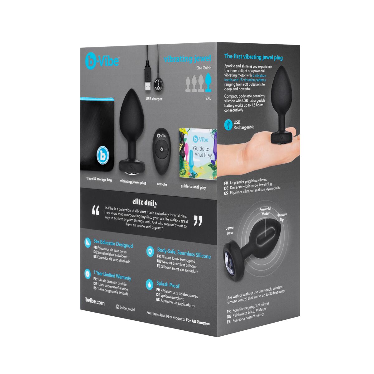 Anālais Vibrators B-Vibe Vibrating Jewel Melns XXL